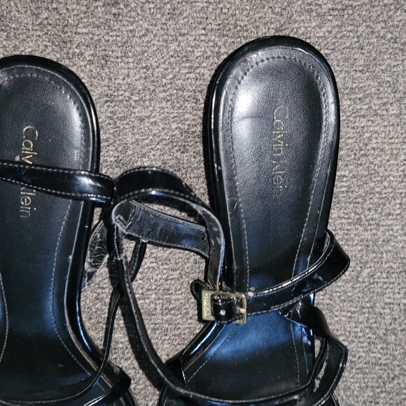 COPY - Calvin Klein Black Wedge Strappy Sandals 2.5" Heel - Picture 8 of 12